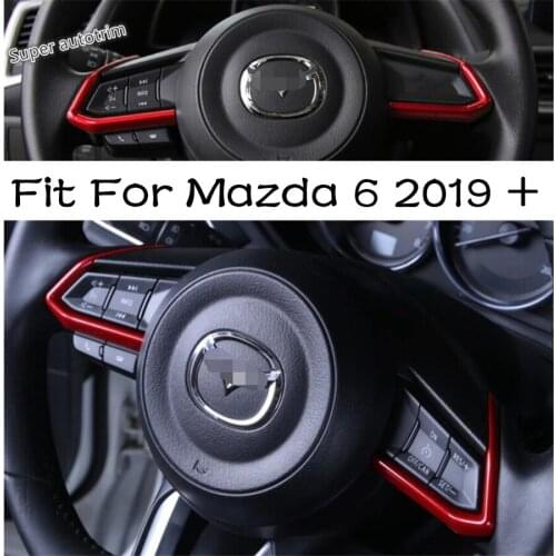Lapetus Car Steering Wheel Decoration Strip Cover Trim Fit For Mazda 6 2019 2020 ABS Carbon Fiber Look / Accessories Interior