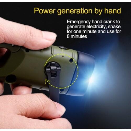 Mini Hand Crank Solar Flashlight Rechargeable LED Camping Emergency Flashlight Torch for Outdoor Self-Defense Camping