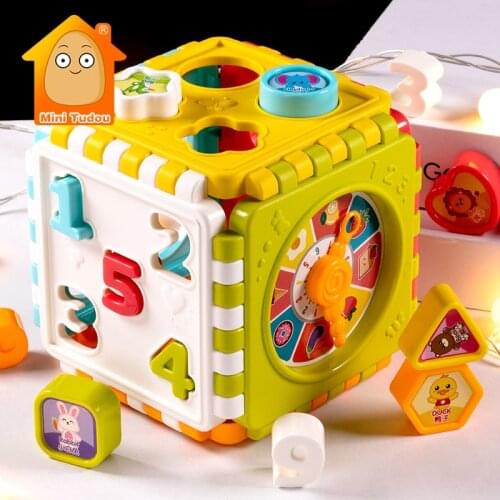 Montessori Game Baby Activity Cube Shape Match Sorter Box Color Number Clock Math Kit Educational Interactive Toys For Kids Gift