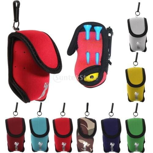 Neoprene Mini Golf Ball Bag Golf Tees Holder Storage Case Carry Pouch with Waist Belt Clip for Training Practice - Choose Color