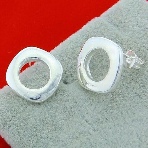 New Hot 925 Sterling Silver Square Charm Earrings For Women Lady Gift Fashion Jewelry Wedding Party Earrings Gifts