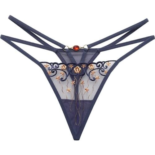 New Women Sexy Pearl Lingerie G-string Transparent Underwear Embroidery Thongs Panties Knickers Briefs Sleepwear