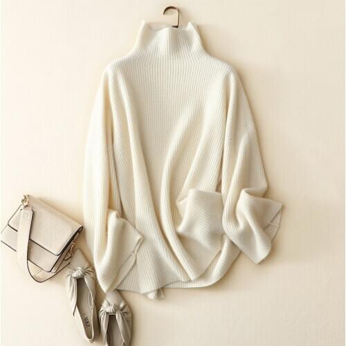 New style winter white cashmere sweater for women soft quality 100% cashmere turtleneck pullover