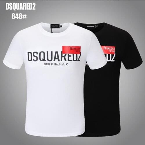Authentic Dsquared2-Fashion letter printing short-sleeved T-shirt male slim casual half-sleeved T-shirt handsome male 848