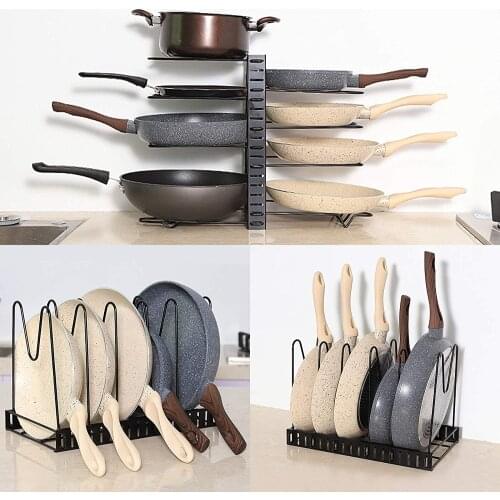 GENNISSY Pot Organizer Rack for Cabinet,Expandable 8+ Pans Pots Lid Organizer Rack Holder, Adjustable Kitchen Cabinet Pantry