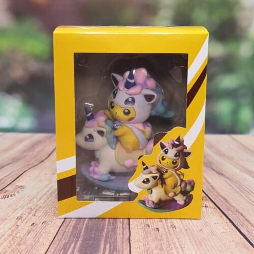 Pokemon Q version Pikachu sitting on rocking horse 12cm PVC Action Figure Model Toys Doll Kids holiday birthday gifts