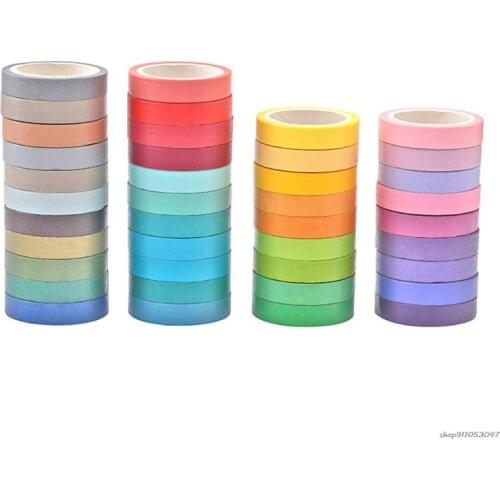 Exquisite Scrapbook Decorative Tape Length 13.12ft Writable 40Pack Colored Washi Tape Set for DIY Scrapbook Photo Album Dropship