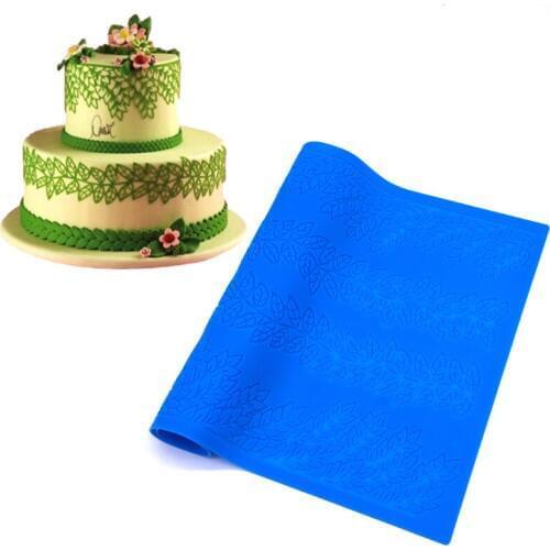 Leaves Shapes Lace CT-012 Rectangle 100% Food-grade Silicone Baking Mat, Fondant Cake Decorating Tools