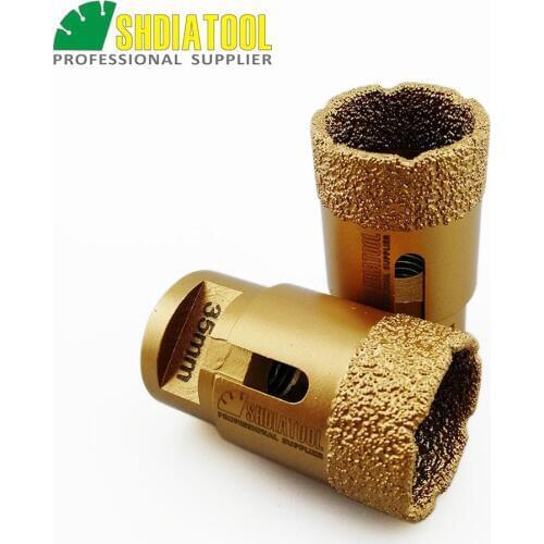 SHDIATOOL 2pcs 35mm Vacuum brazed diamond drilling core bits granite marble drill bits porcelain tile Hole saw M14 Thread Crown