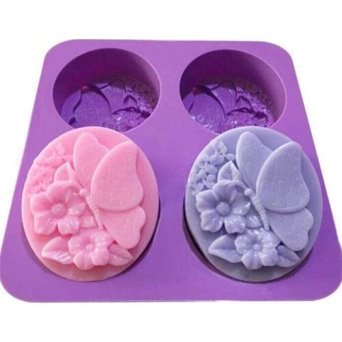 Silicone Ice Cube Candy Chocolate Cake Cookie Cupcake Molds Soap Mould DIY 4 Continuous Butterfly Love Flower