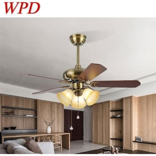 WPD Modern LED Ceiling Fan Light With Remote Control Wooden Fan Blade 220V 110V For Home Dining Room Bedroom Restaurant