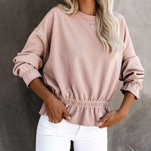 2020 Autumn And Winter Womens Solid Color Round Neck Slim Long Sleeve Sweater Simple Casual Sweater En