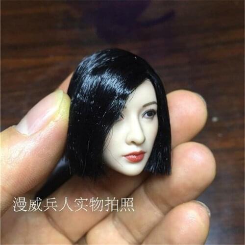 1/6 Scale Asia Female Soldier Pale Head Sculpt Short Hair Head Model Black Hair FOR 12'' Figure Body Toy Model