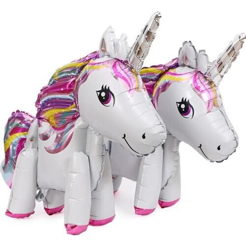1pc 57*58cm Rainbow Color Fly Horse 3D Unicorn Shape Foil Balloon Aluminum Baloon Kids Birthday Wedding Party Festival Decor
