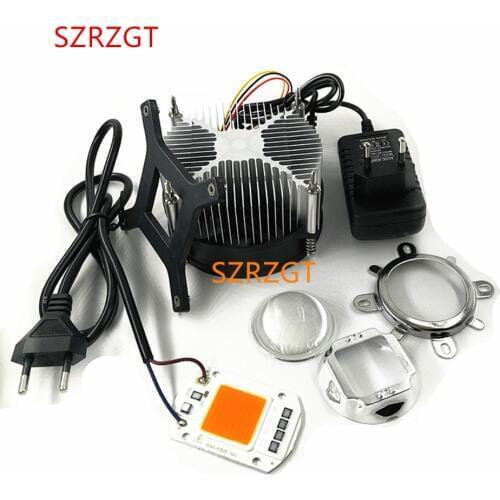110V/220V 50W 380nm-840nm full spectrum LED Lamp + fan radiator + lens +DC12V adapter power + cable