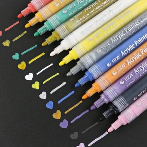 12/24 Colors/set Acrylic Marker Pen Permanent Painting For Body Ceramic Rock Glass Porcelain Mug Wood Fabric Canvas Drawing