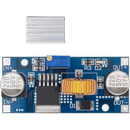 50pcs 5A XL4015 DC-DC 4-38V to 1.25-36V 24V 12V 9V 5V Step Down Adjustable Power Supply Module With Heat Sink