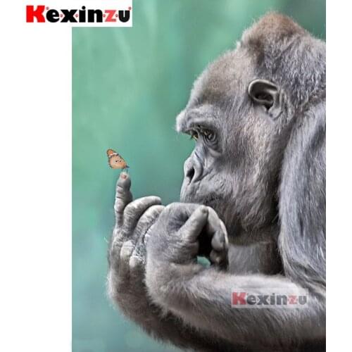 5D DIY Full Square/Round Drill Diamond Painting Kit "Orangutan butterfly" Embroidery Mosaic Cross Stitch Stickers Decor Gift K54