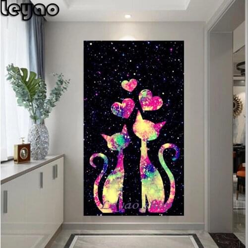 5d DIY Diamond Painting Colorful Cat Heart 5D DIY Rose Full Square/Round Diamonds Embroidery Starry Sky Home Decor Crafts Kits
