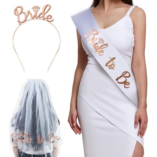 Team Bride To Be Satin Sash Bridal Shower Rose Gold Wedding Veil For Girl Hen Bachelorette Party Decor Marriage Wedding Supplies