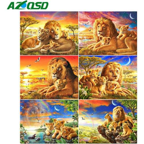 AZQSD 5D DIY Diamond Embroidery Lion Rainbow Mosaic New Arrivals Decor For Home Diamond Painting Animal Handicraft Full Kits