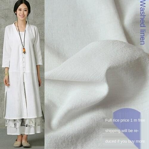 Pure color linen summer breathable linen dress shirt pants linen fabric sewing fabric factory shop not out of stock