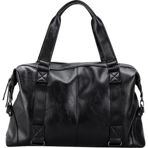 Black PU Fitness Sport Bag For Male High-grade Soft Leather Travel Handbag Waterproof Football Basketball Training Shouler Bags