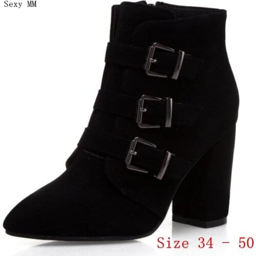 Spring Autumn High Heel Women Ankle Boots Woman Short Boots High Heel Shoes Plus Size 34 - 40 41 42 43 44 45 46 47 48 49 50