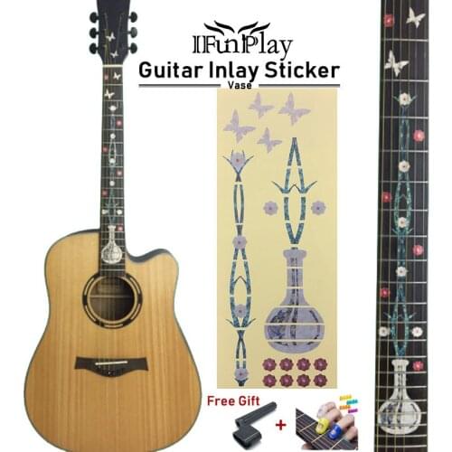 DIY Vase Butterfly Fingerboard Inlay Sticker Fretboard Decals Guitar Neck Sticker for Electric Acoustic Guitar Accessories
