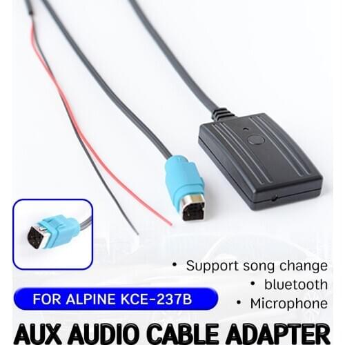 For KCE-237B Cable Adapter with mic Hands-free Hifi wireless audio interface for Alpine 2009+ CDE-W203Ri bluetooth Aux Receiver