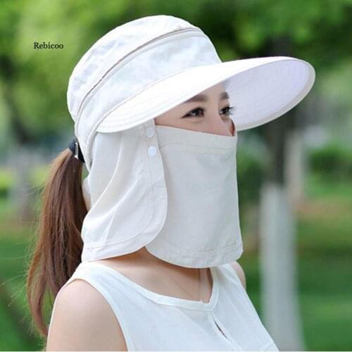 Womens Foldable Sun Hat Uv Protection Wide Brim Sun Hat Face Neck Protection Summer Hat Dual Use