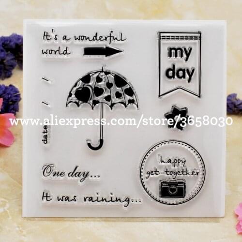 It was raining Umbrella my day Scrapbook DIY photo cards account rubber stamp clear stamp transparent stamp 10.5x10.5cm 8052603