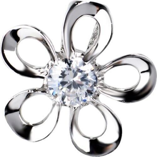 GND0315 100% Fine 925 Sterling Silver Lovely Sweet Romantic Crystal Flower Necklaces Pendants ,Fashion Jewelry Gift For Women