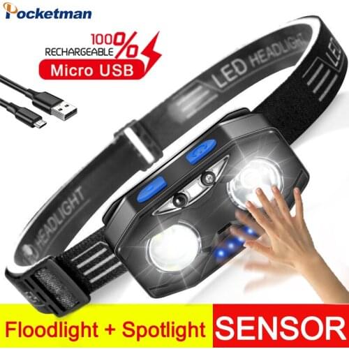 60000Lm Body Motion Sensor LED Headlamp USB Rechargeable Headlight 6 Lighting Modes Camping Flashlight Head Light Torch Lamp