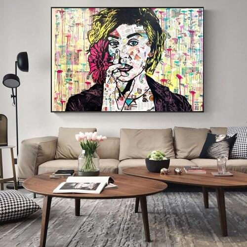 Graffiti Newspaper Collage Street Art Canvas Print Painting Fashion Vogue Abstract Women Wall Picture Home Decoration Poster
