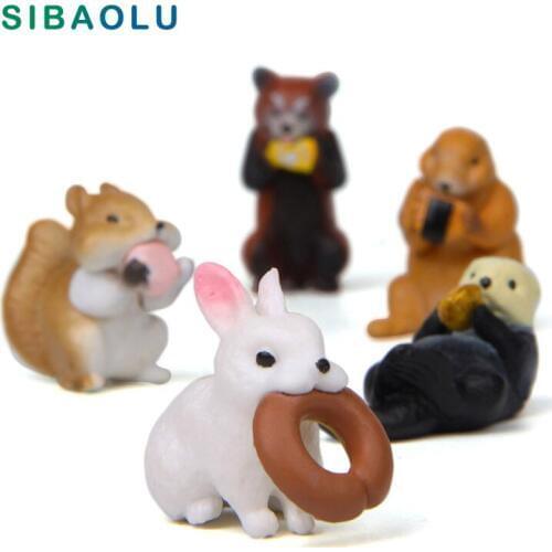 Artificial Rabbit RaccoonOtter figurine Model home miniature fairy garden house Dollhouse decoration DIY accessories modern