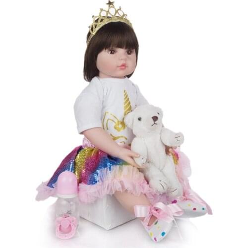 KEIUMI 60CM Baby Reborn Doll 24 Inch Elegant princess bebe Soft Vinyl silicone doll Cloth Body Lifelike Boneca Reborn gift