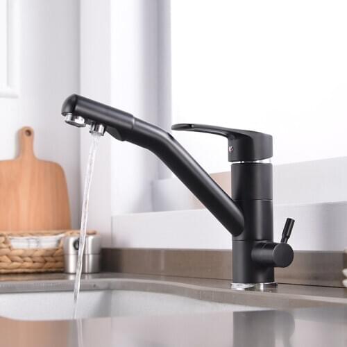 Kitchen Faucet 360 Degree Rotation Drinking Water Faucet Dual Spout Sink Tap with Water Purification Features Mixer Tap Crane