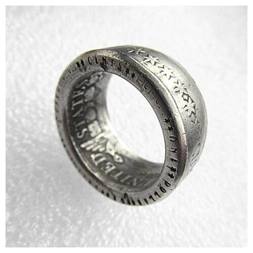 United States Coins 1804 Draped Bust Silver Plated Dollar Letter Edge Ring Handmade In Sizes 9-16