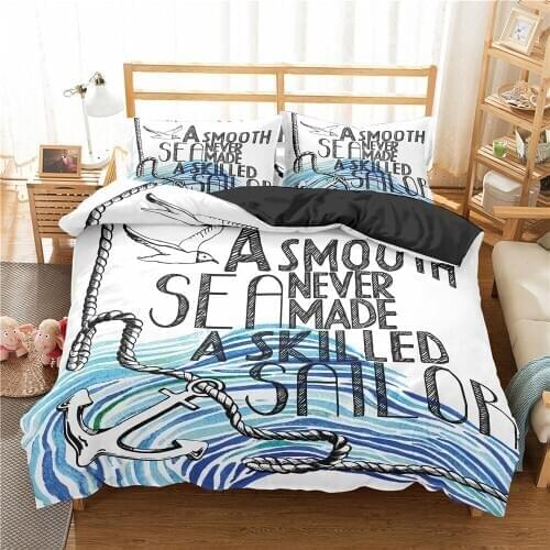 Nautical Ocean Bedding Set Printed Quilt Cover Microfiber Duvet Cover Queen King Size Comforter Cover Set Bed Home Bedding Set