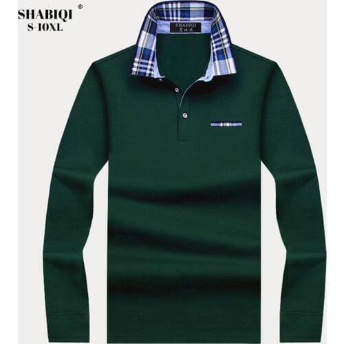 SHABIQI Autumn Winter Men Brand Polo Shirt Mens Long Sleeve Polo Shirt Casual Mens polo Shirts Plus Size 6XL 7XL 8XL 9XL 10XL