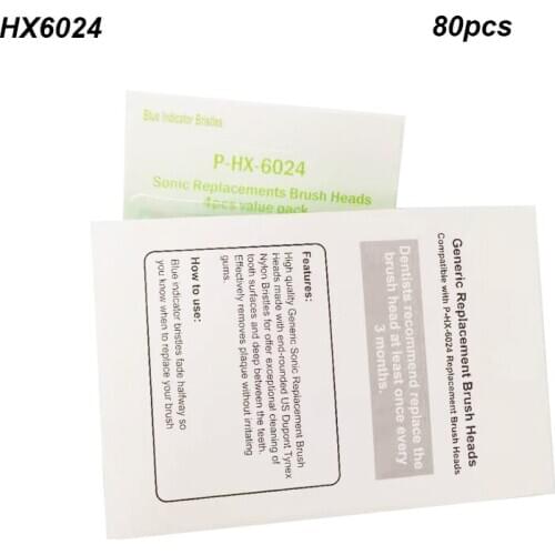 80pcs HX6024 ToothBrush Heads For PH Soni care Replacement Diamond Clean HX3120 HX6011 HX9340 HX6511 HX6710 HX9140 R710 930 950