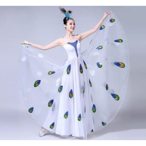 New Dai Dance Performance Dance Costume Female Adult Performance White Peacock Dance Swing Skirt
