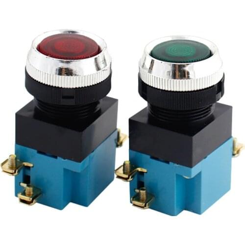 P50 Momentary Push button switch 25mm 5A 380V Circular small size Flat round Red,Yellow,blue,Green,Black LA19-11