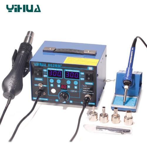 YIHUA862BD+ hot air soldering station digital anti-static hot air soldering station hot air desoldering station 2 in 1 110v 220v