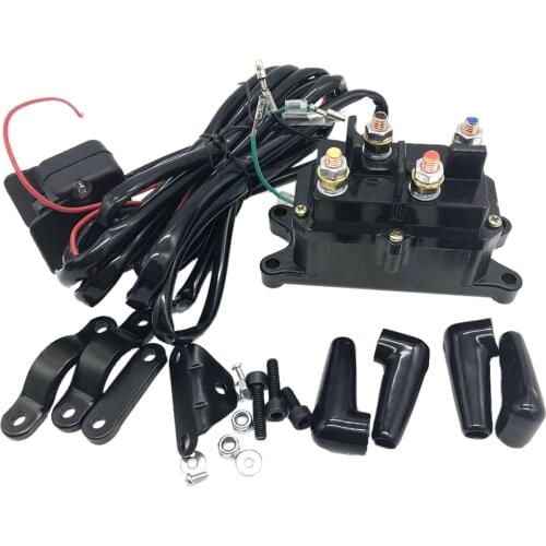 Professional Car Solenoid Relay Contactor+ Winch Rocker Thumb Switch Kit
