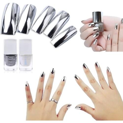 Professional 7ml Electroplated Silver Metallic Mirror Silver Nail Polish Easy To Use Colorful Nail Polish TSLM2