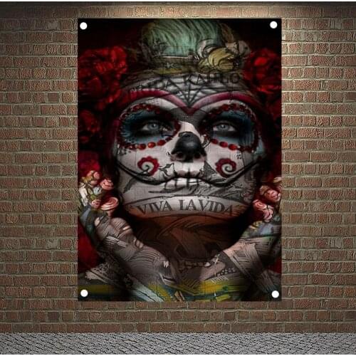 Rose painted girl Posters Banners Wall Hanging Ornaments Skull Tattoo Art Flags Canvas Painting Wall Decor Wall Sticker Tapestry