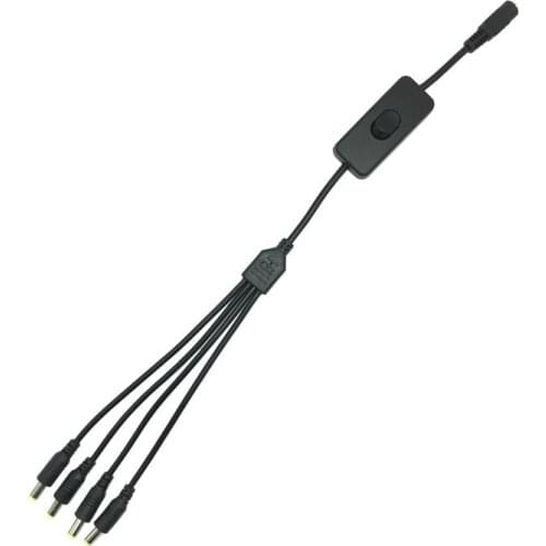 DC Power Cord with Switch 1 In 4 Out with Control Switch DC Line Dc5.5*2.1 1 Minute 4 with Switch