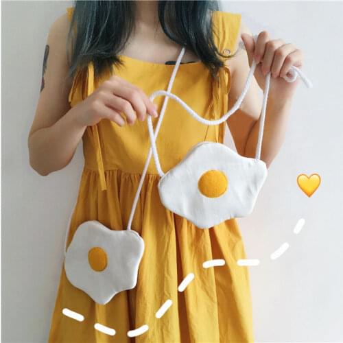 Cute Poached Egg Women Mini Crossbody Bags Lovely Children Girls Coin Purse Handbags Simple Ladies Canvas Wallet Shoulder Bag